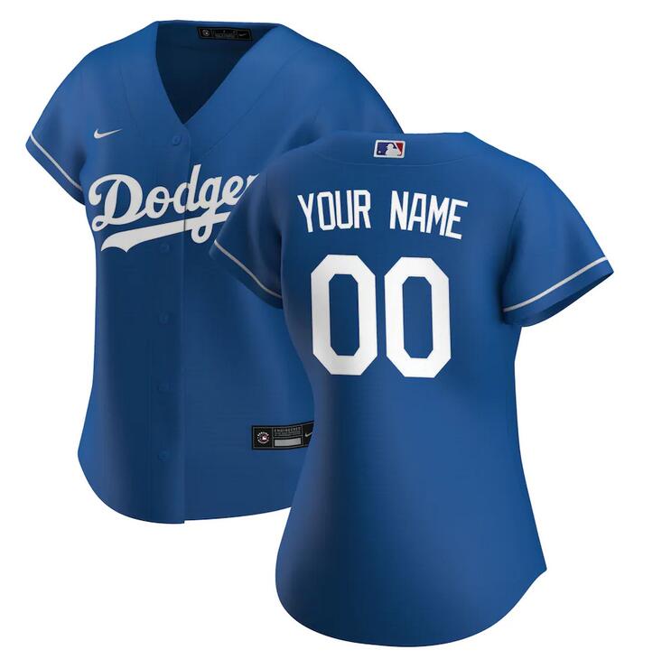 Women Los Angeles Dodgers Nike Royal 2020 Alternate Replica Custom MLB Jersey->women mlb jersey->Women Jersey
